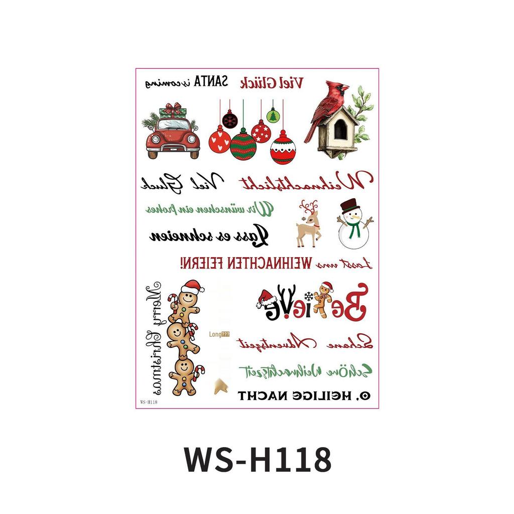 Festive Vintage Tattoo Stickers & Candle DIY Decorations for Christmas Parties