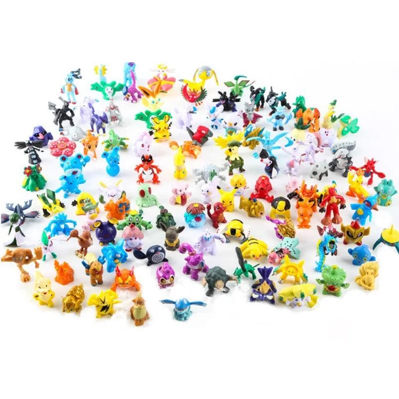 144pcs Action Figure Pikachu Anime Model 2-3CM Ornamental Decoration Mini Model Doll Toy Kids Christmas Gifts