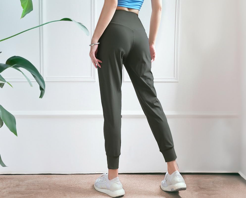 DAYCLOSET Yoga Moss Size M Women's Pants, High-Waisted, Stretchy, Medium-Weight, Green, Yoga196,