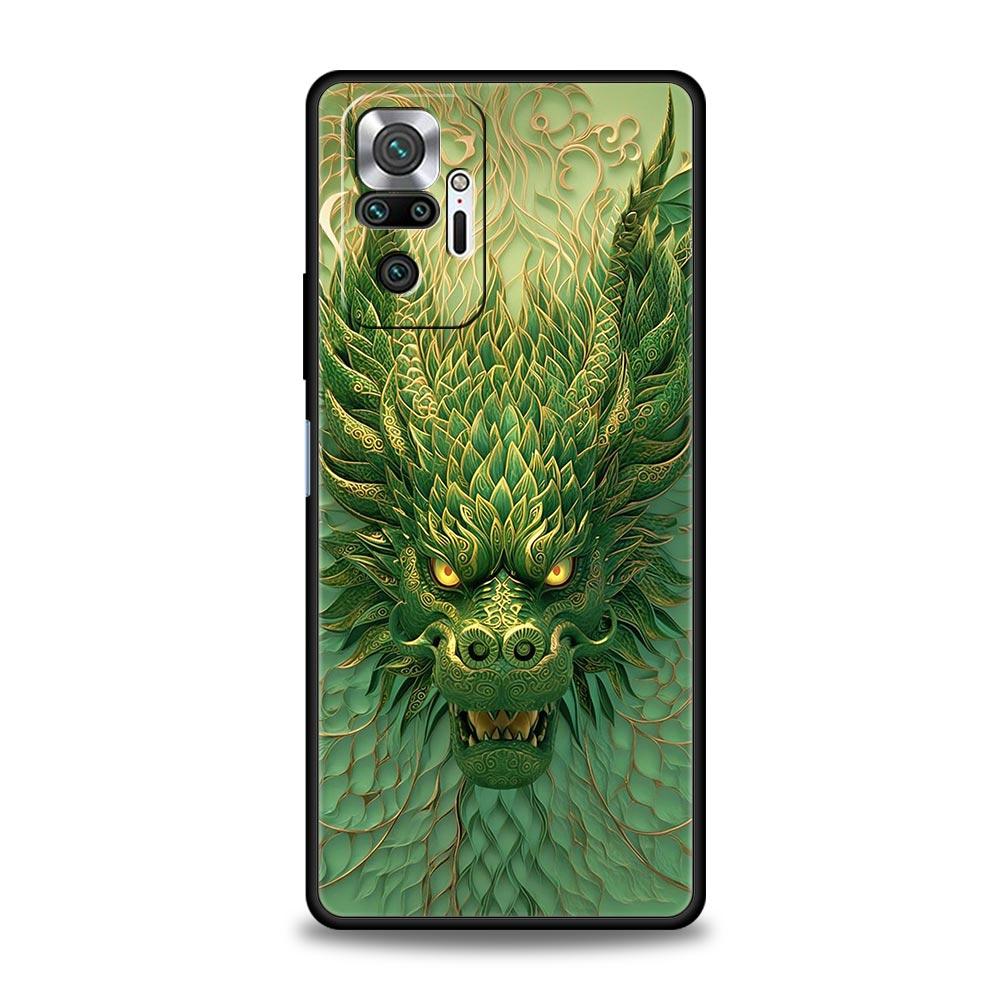 Chinoiserie Loong Flower Dragon Phone Case Cover for Redmi 14C 10C Note 15 14 13 12 10 11 K40 Pro Plus 5G Soft TPU Shell Capas