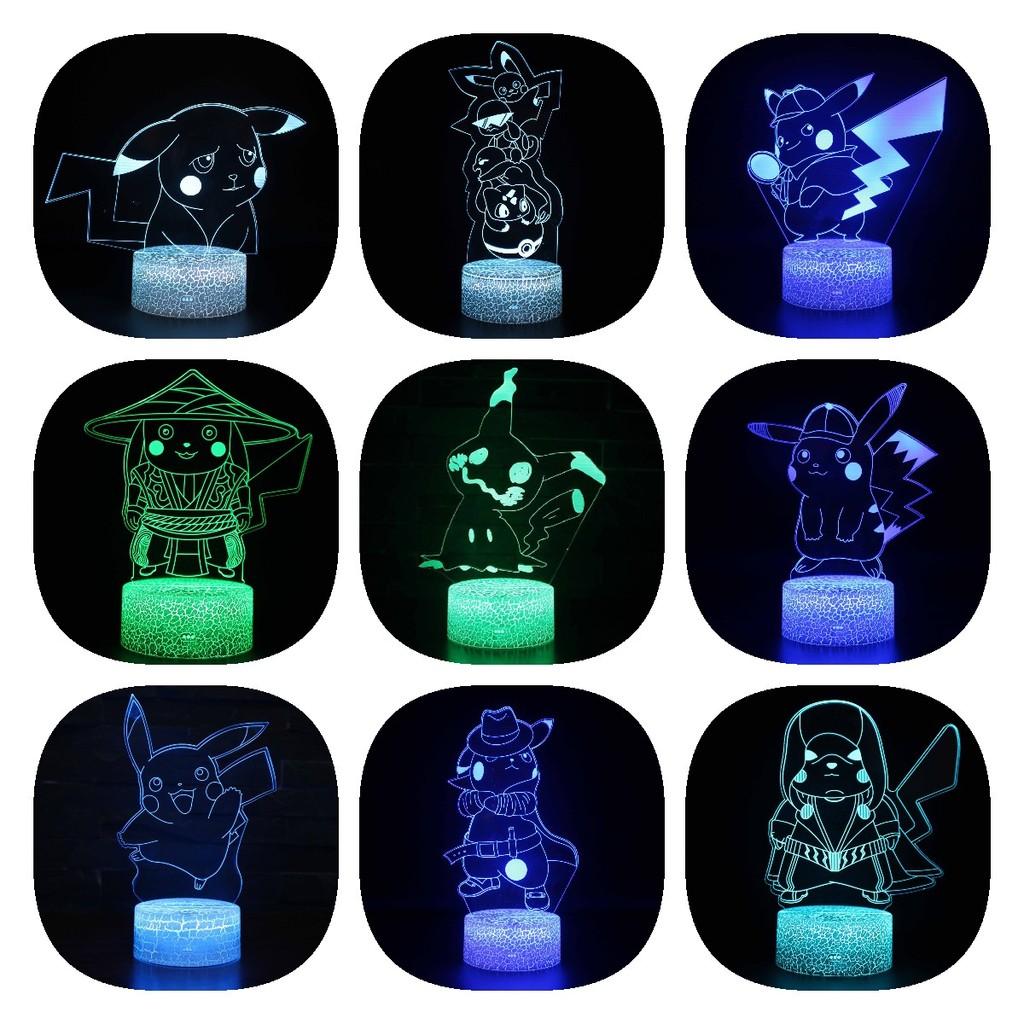 Pikachu Led Night Light 3d Illusion Lamp Bedside Kids Gifts Bedroom