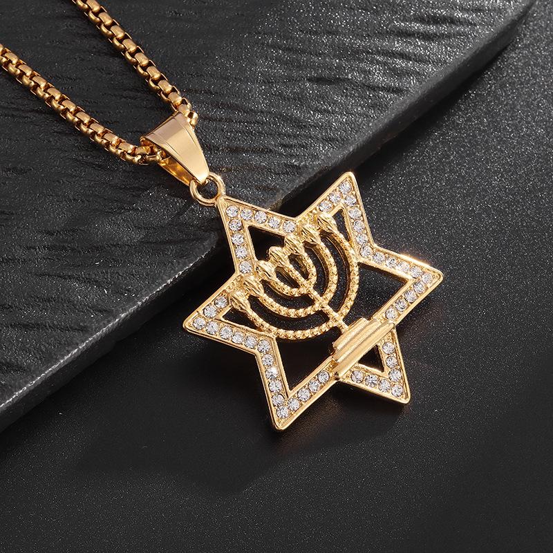 Sparkly Star of David Pendant Necklace Lconic Cultural Heritage Jewelry Accessories