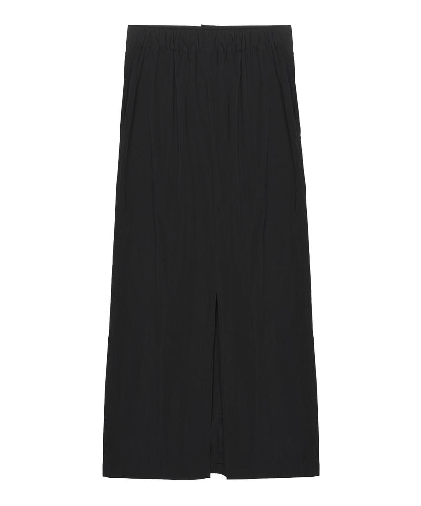 Nigaennikol Shirring Panel Long Skirt_Black