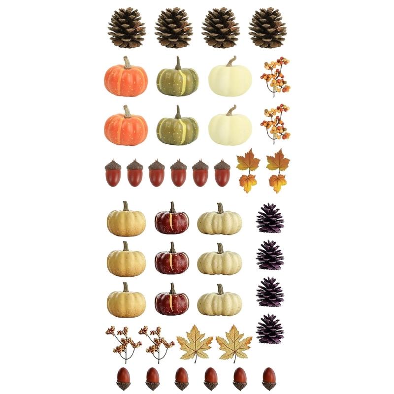 Indoor Harvest Styling Set with Faux Gourds, Natural Trim and Leaf Mix for Shelf and Entryway Indoor Presentation