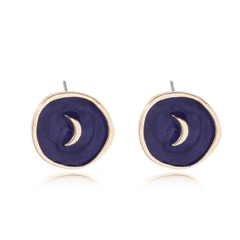 Modische Halskette mit Tropfenanhänger aus Legierung, Öl, Herz, Mond und Blitz, elegant, süß, rund, Partyschmuck für Damen, Geschenk
