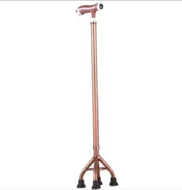 Adjustable Height Lightweight Aluminum Quad Cane with Non-Slip Base for Elderly