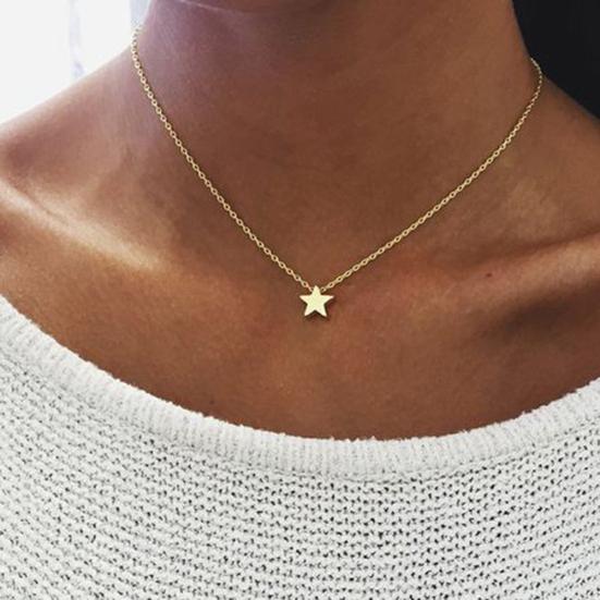 Fashion Women Star Charm Pendant Alloy Chain Necklace Wedding Party Jewelry Gift