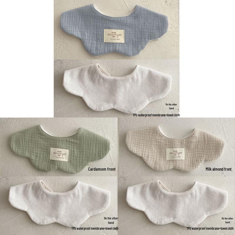 Pure Cotton Korean-Style Baby Drool Bib - Lightweight, Absorbent, Anti-Spit Up, Petal Design