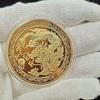 Singolo Drago Gioca Perline Anno del Drago Medaglia 2024 Anno Zodiacale del Drago Moneta Commemorativa Placcata Oro Artigianato in Metallo Piccoli Regali