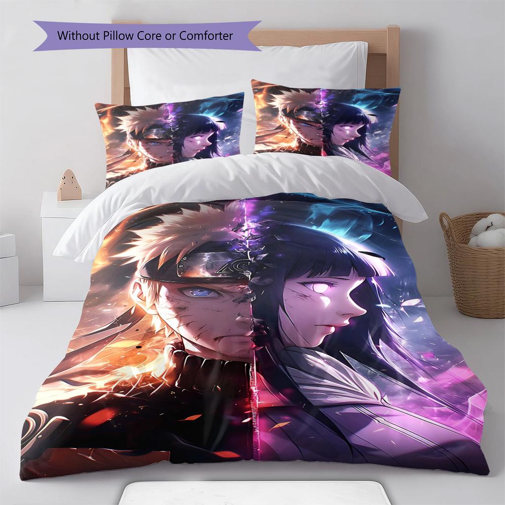 Naruto Chibi Style Bedding Set Anime Duvet Cover Polyester Soft Comforter Bedroom Set -QJY
