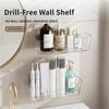 Bathroom Wall Shelf with Open Base, Adhesive Shower Storage Rack for Mounting of Bottles, Soap and Daily Use Items near Sink Side Storage