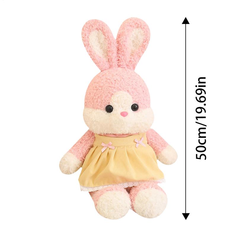 Cute Bunny Plush Stuffed Pillow with Dress Huggable Bunny Toy Throw Pillow Sleeping Soothing Toys Desk Decor for Holiday Birthda