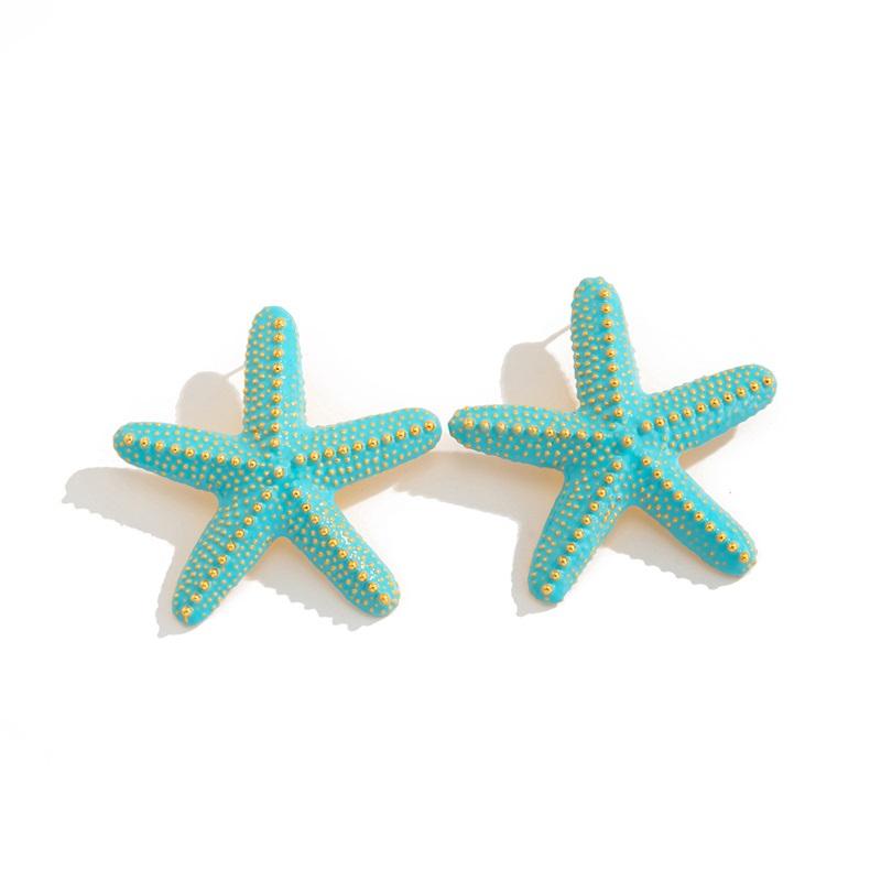 European and American Holiday Style Ins Metal Color Starfish Pendant Necklace for Women Beach Personality Star-shaped Thick Rope Necklace