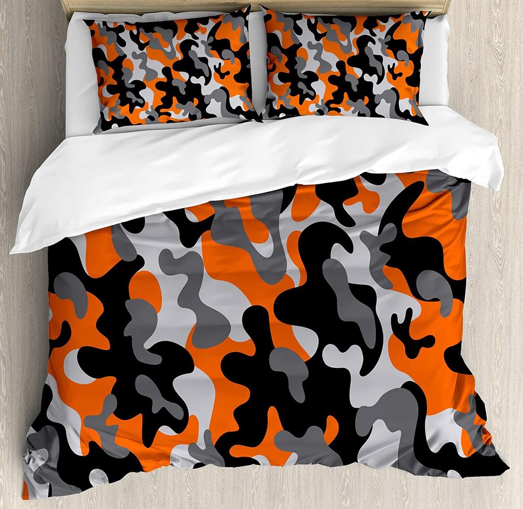 Set Biancheria da Letto Animali Per Camera da Letto Letto Casa Teschio Mimetico Design Militare con Vari Copripiumino Rana Copripiumino Federa