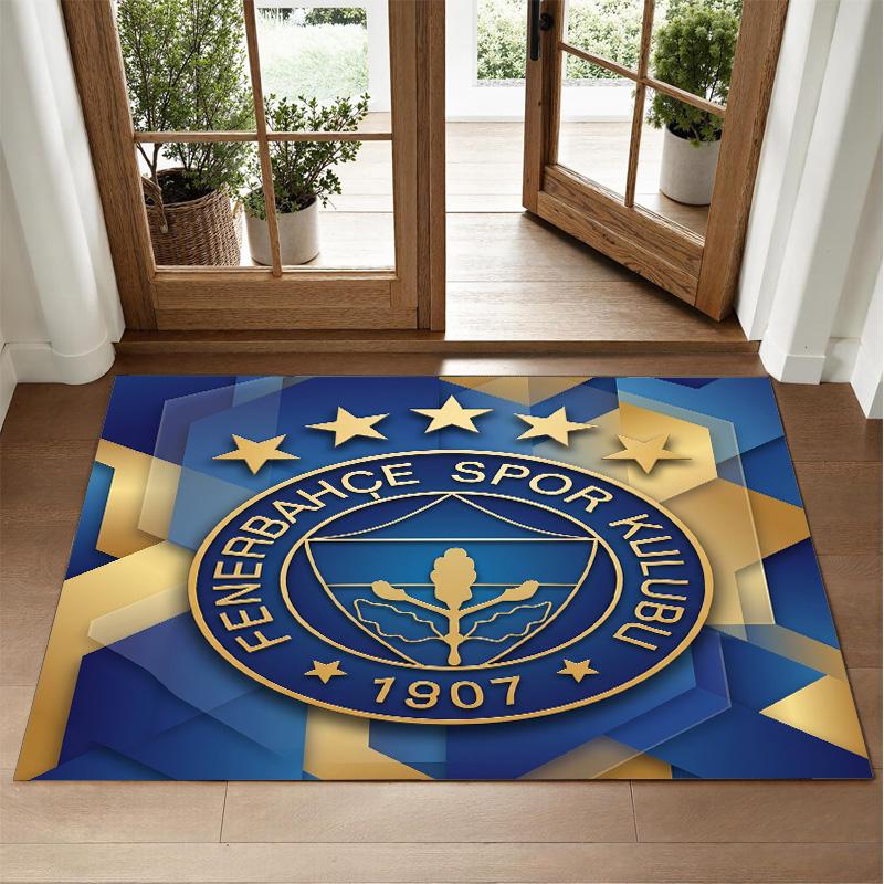 Fenerbahçe FC Design Crystal Velvet Rug Soft Decorative Mat for Bedroom Entrance