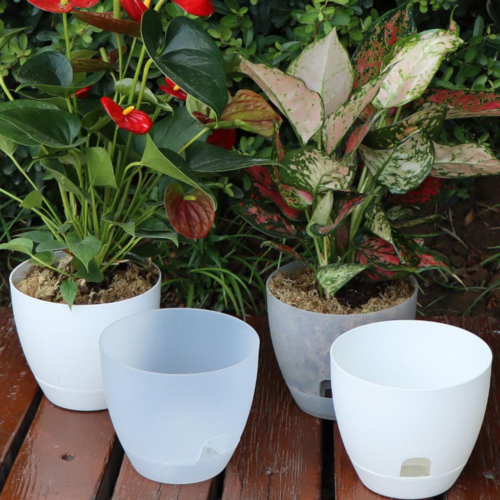Lazy Self-absorbing Water Flower Planter with Tray Promote Root Respiration Vase Simple Flowerpot for Garden Planting Supplies