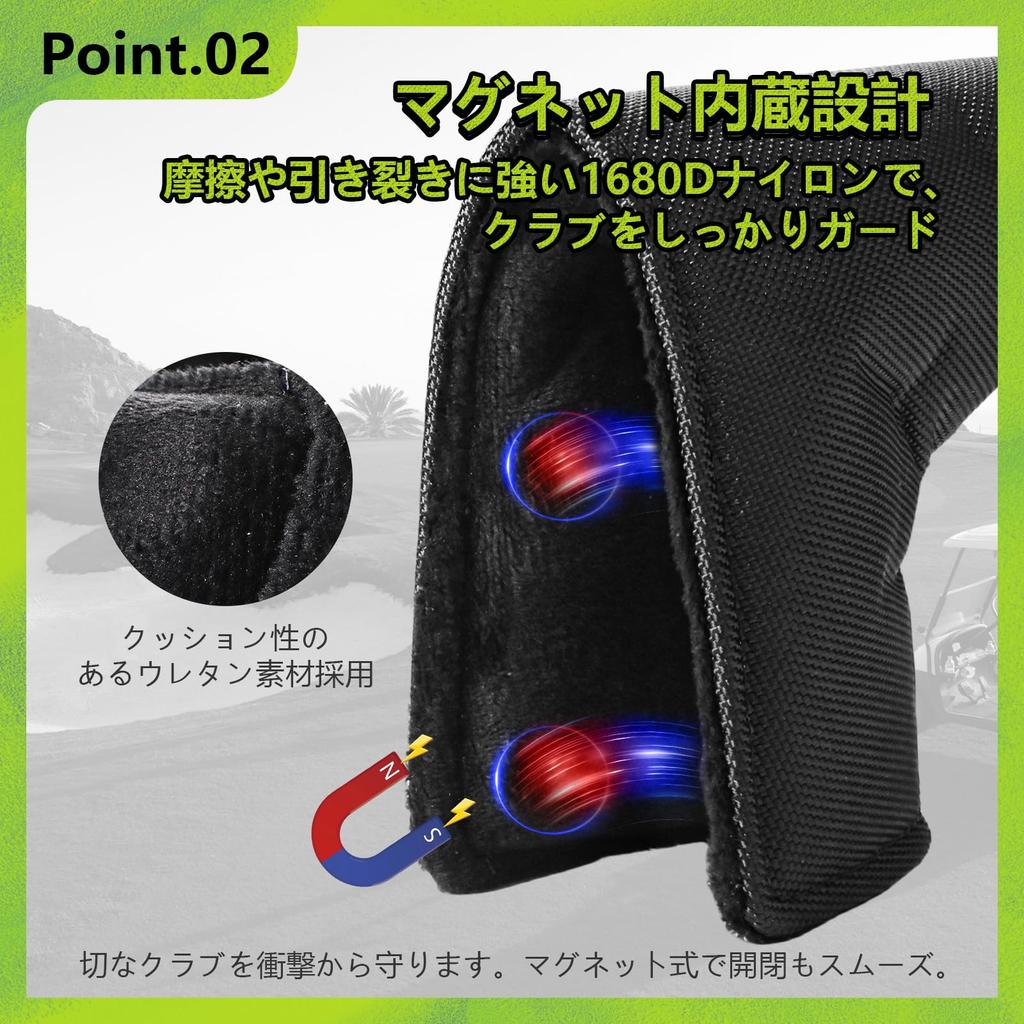 Golf Putter Magnetic Headcover for Simple 1680D Nylon Fits Scotty Cameron and Odyssey Ultimate Putter Protection Cover Cover, Closure, Pin-Type