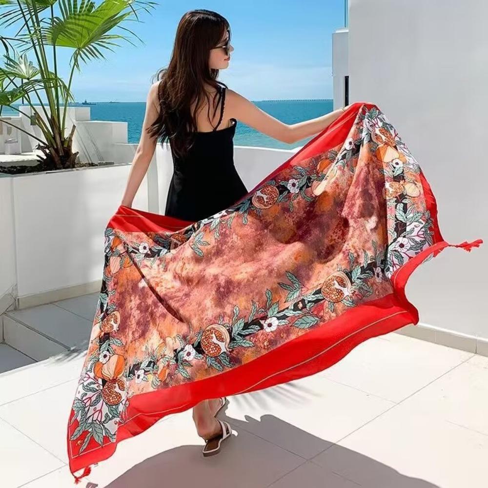 Chaka Salt Lake Great Northwest Tourism Ethnic Style Scarf Silk Scarf Women'S Summer Seaside Beach Shawl Sunscreen Thin