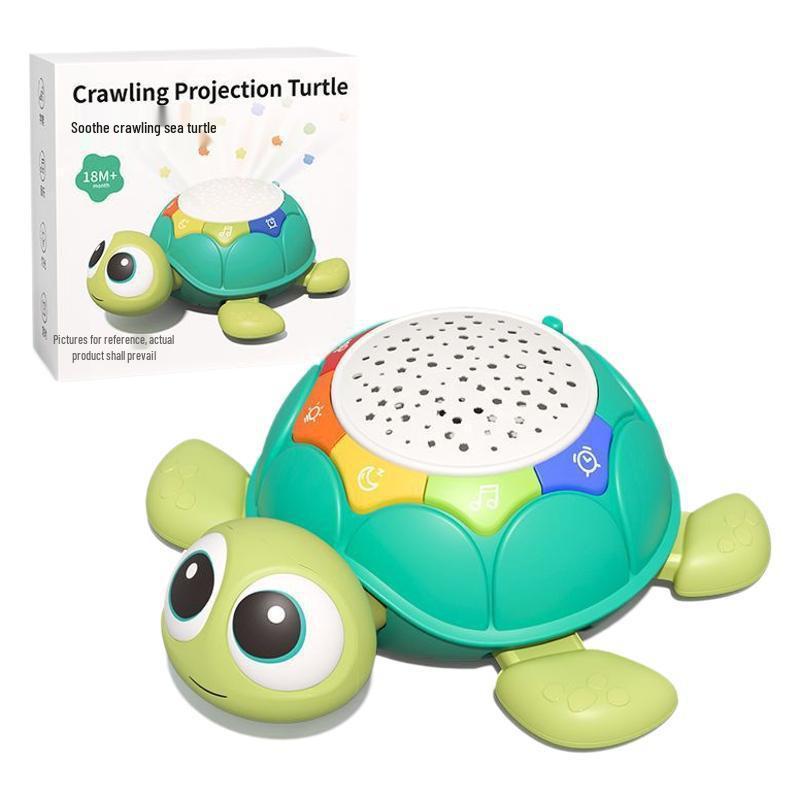 Multifunctional Baby Toy: Crawling Turtle with Lights, Music, & Soothing Projection for Educational Early Learning
