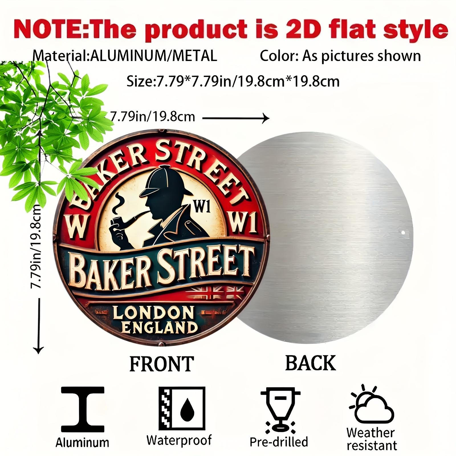 Vintage Baker Street London Metal Sign D Flat Aluminum Wall Art for Home Bar Cafe Office Garage 20x30cm(7.8x11.8inch)