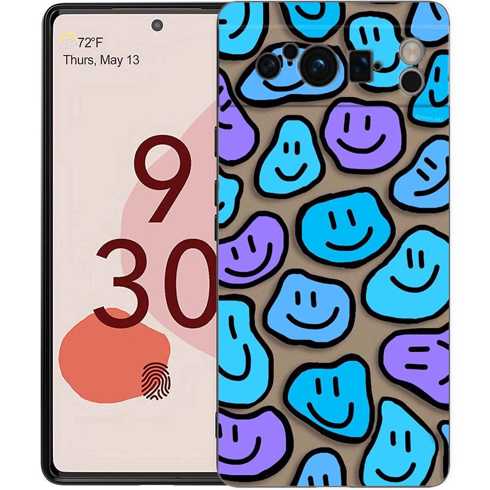 Mode Einfaches Lächeln Gesicht Paar Handyhülle Cover für Google Pixel 8 7 6 7A 6A Pro 5G Stoßfest Silikon 9 Pro XL 8 Pro 5G Hülle