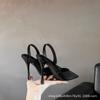 [Spot] Super sexy legs long legs thin high heels thin heel pointed black word with sandals 10cm sandals