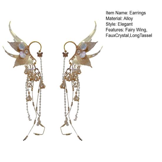 1 Pair Women Earrings Fairy Ear Cuffs Dreamy Mermaid Fin Butterfly Wing Decoration Halloween Christmas Cosplay