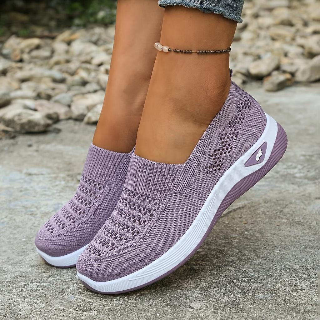 Women's Breathable Slip-On Flat Shoes with Soft Sole - All-Season Lightweight Sneakers Suitable for Walking, Daily Commute, Comfortable Casual Shoes