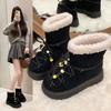 Autumn and Winter Large Size Thick-soled Snow Boots, Seasonal Medium Tube Bread Boots, Piled and Thickened Large Cotton Shoes
