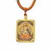 Embossed Tibetan Thangka Pendant: Gold-Swallowing Beast with Eight Great Protectors