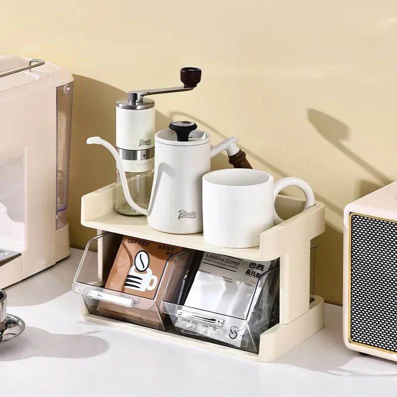 Tea Bag Storage Box Office Coffee Organizer Drawer Rack Mask Lipstick Cosmetics Rack Kitchen Organization Desk Storage Station