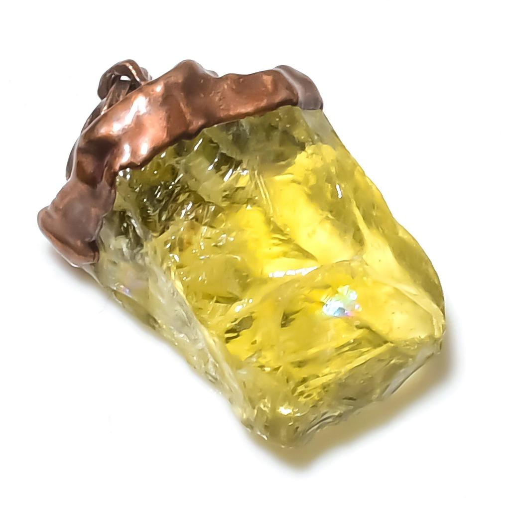 Citrin Anhänger Edelstein Schmuck, Kupfer Galvanisiert Silber Anhänger, Handgefertigter Schmuck Geburtsstein Anhänger, Geschenk Für Ihn