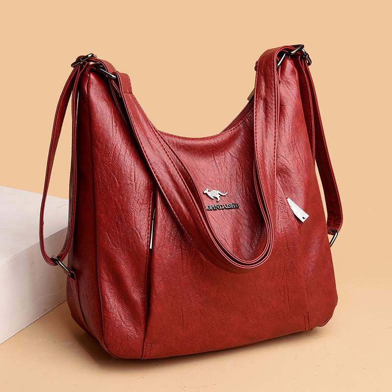 Vintage Large Capacity Crossbody Bag, Trendy and Versatile PU Soft Leather Multifunctional Backpack, Women's Casual Shoulder Bag