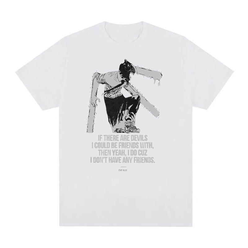 Japanese Anime Chainsaw Man T-shirts 100% Cotton Unisex Tees  EU Size  Manga Graphic Print Short-Sleeve Harajuku Tops