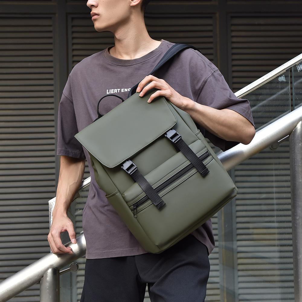Schoolbag1011 New Solid Color Casual Backpack Business Commute Large Capacity Travel Computer Backpack Trendy Student Schoolbag