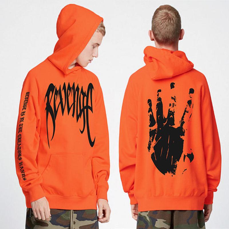 Men s Fashion Loose Sweater REVENGE English Letter Printed Hooded Sweater S-XXL S оранжевый