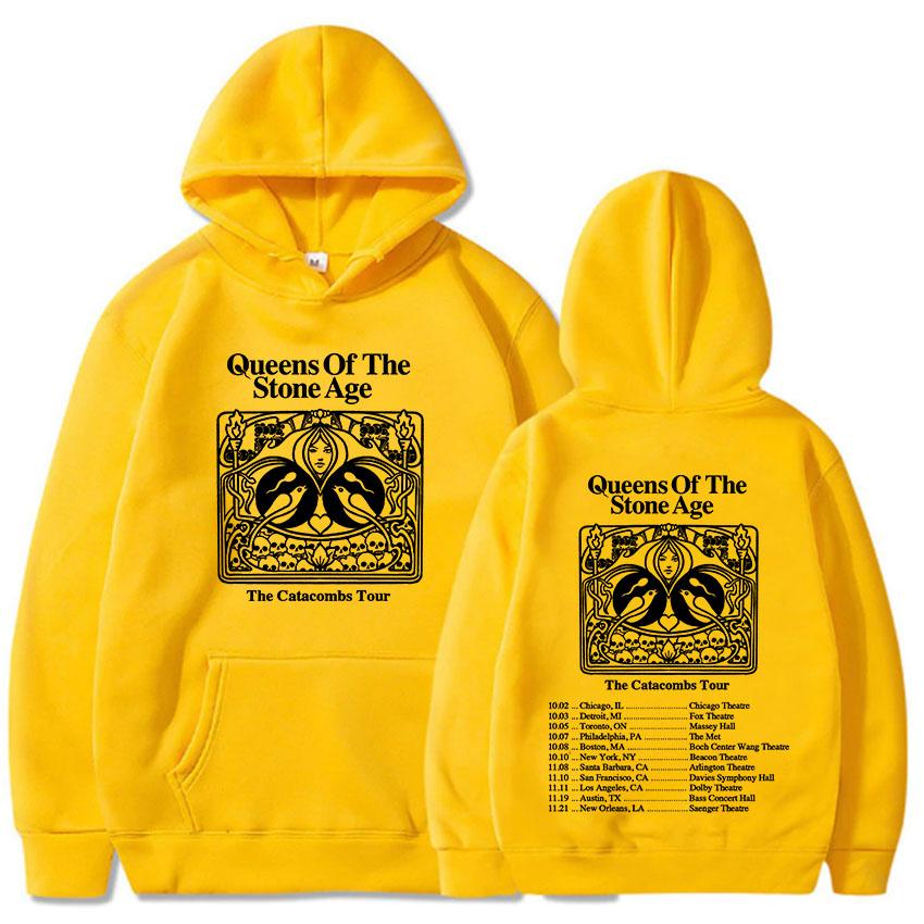 Mikiny The Catacombs Tour 2025 QUEENS OF THE STONE AGE QOTSA Kapely Mikiny Fleecové Volné Mikiny s Kapucí Pánské Oblečení Unisex