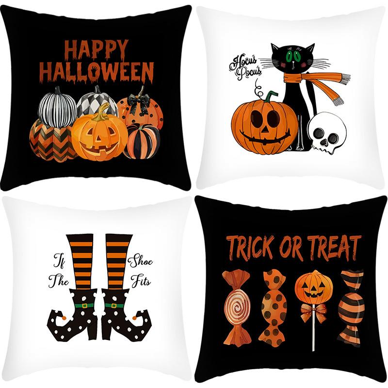 Halloween Cartoon Pillowcase New Printed Pillowcase Living Room Versatile Decorative Sofa Cushion Bedroom Bedside Pillowcase