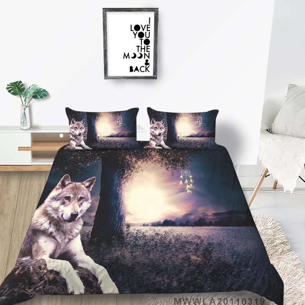 2023 New Style Comforter Cover Set 3D Wolf Printing Duvet Cover Animals Polyester Home Textiles Boys Girls Single Size Pillowcase