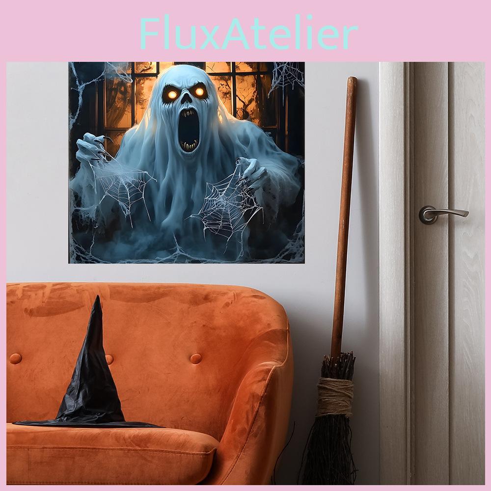 Halloween Spider Horror Web Ghost Fake Window Pattern Home Wall Sticker Decorat