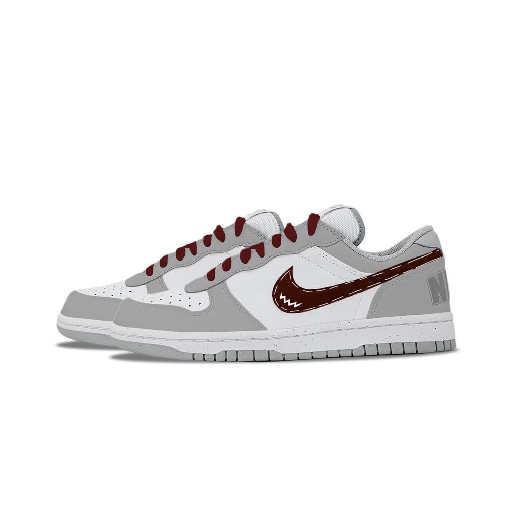 Nike Big Gray Rock Leather Abrasion Resistant Breathable Low top Skateboard Shoes Men's Gray 355152-106(Team1822-)