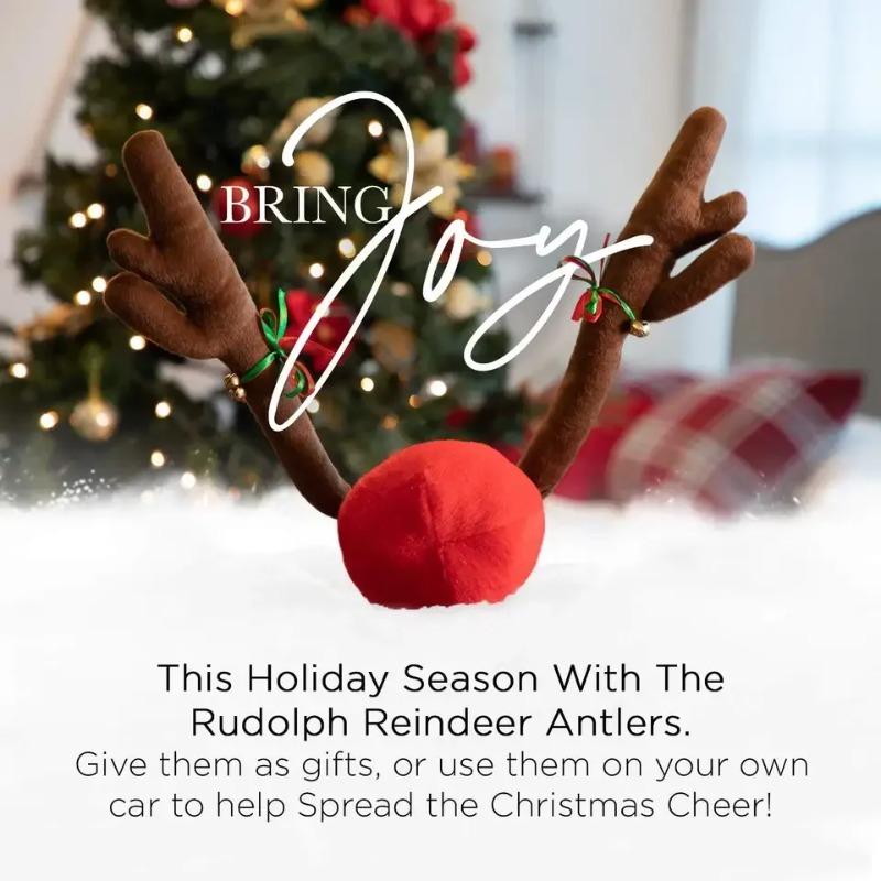 Christmas Deer Antler Car Decoration Kit Reindeer Horn Ornament Gift Set for Holiday Car Exterior Accessories Pendant Use