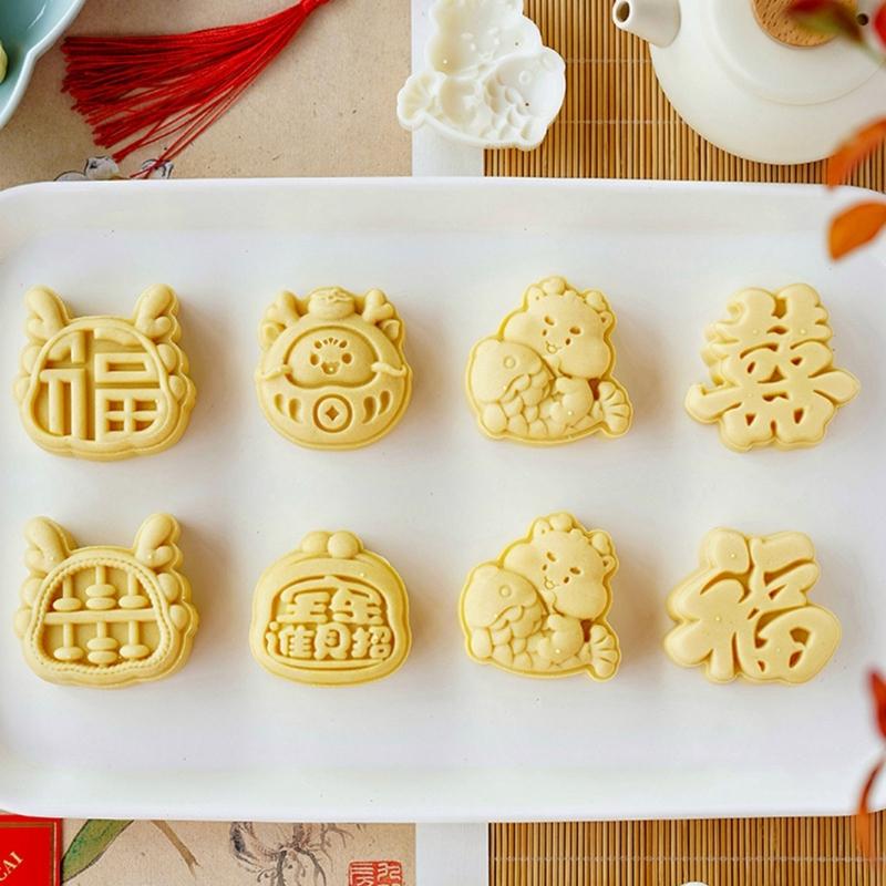 Cute Dragon Mooncakes Stamps Cartoon Dragon Press Molds Mooncakes Molds Mooncakes Press Moulds Suitable for Kitchen Bakings