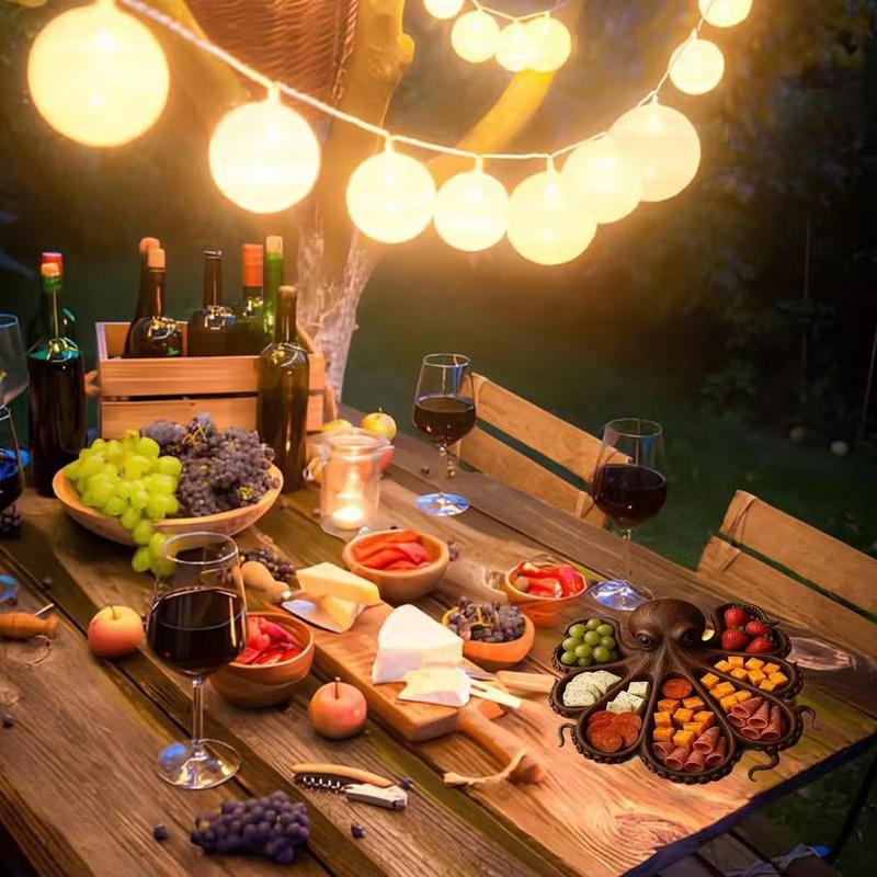 1Pc Wood Furnishings Snacks Personalized Cooked Food Platter Fun Fruit Home Decorative Octopus Shape Kitchen