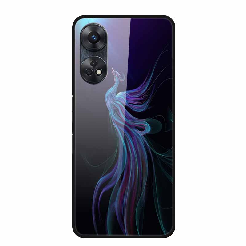 For Oppo Reno8 T 4G Case Luxury Tempered Glass Back Cover Hard Case For Reno8 T 4G 6.43" Capa Funda Animal Vividly Coque Wolf