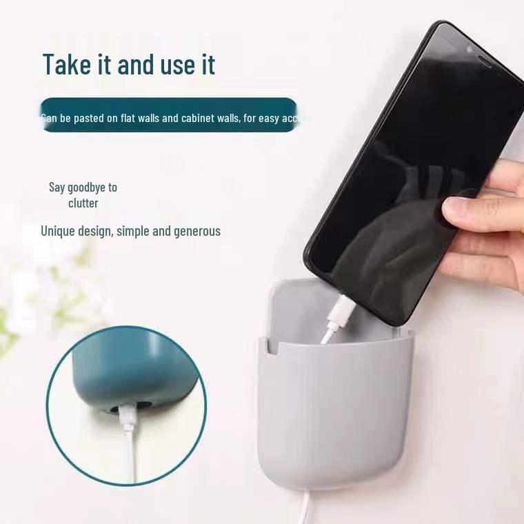 Punch-Free Wall-Mounted Remote & Phone Charging Storage Box