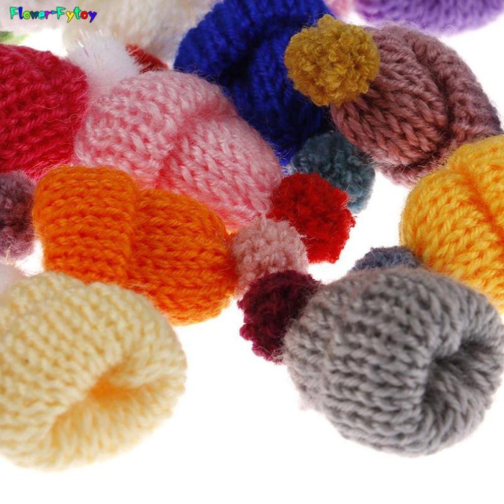 10pcs DIY Christmas Mini Knitting Doll Hats Ornaments Mini Wool Hat  Christmas Ornaments