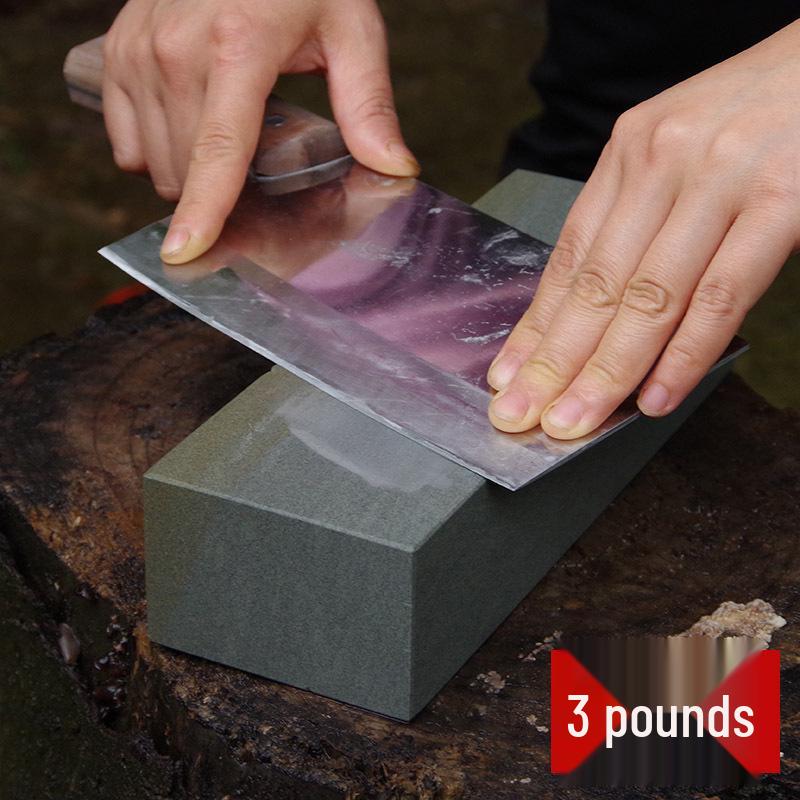 Extra Großes Küchenmesser Schärfset: Traditioneller Ölstein & Grober Schleifstein mit Schlamm