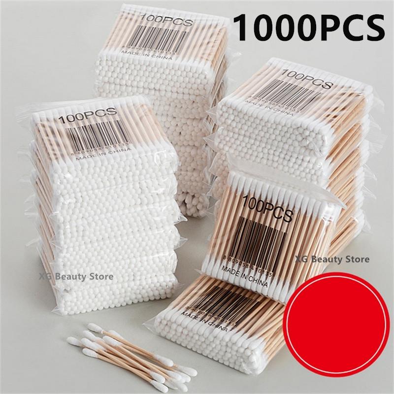 100/500/2000PCS Double Head Cotton Swab Women Makeup Cotton Buds Tip For Wood Sticks Nose Ears Cleaning Health Care Tools