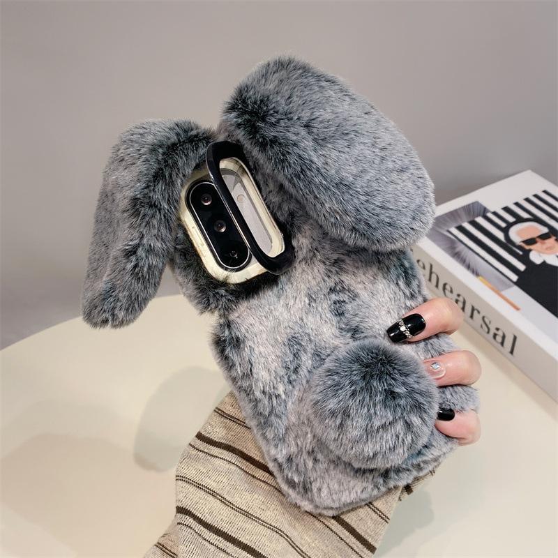 

Роскошный 3D чехол для телефона с ушками кролика, теплый, пушистый, плюшевый, для Samsung Galaxy S23 S24 S25 S26 Ultra Plus A56 A54 A55 A36, противоударная крышка Galaxy A14 4G серый